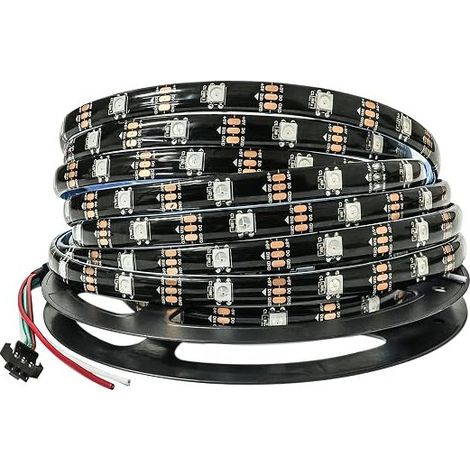 Ruban LED IP65 étanche RVB Bande de Pixels 5M 5V 5050 150 LEDs PCB Noir Couleur Adressable Individuellement Intelligente pour Décoration Projets de Bricolage (1/5)
