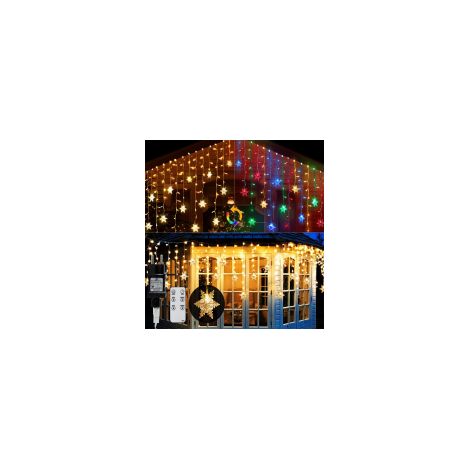Guirlande lumineuse cascade flocons de neige 9m, 360 LEDs, télécommande infrarouge 6 touches (1/4)
