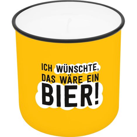 Bougie dans une tasse motif bière Tasse à bougie imprimée en porcelaine Hauteur 8,8 cm Diamètre 8,4 cm Cadeau Article de décoration (1/2)