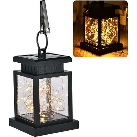Lanterne solaire LED extérieure, lampe de table solaire suspendue avec clip pour décoration jardin terrasse paysage (1/5)