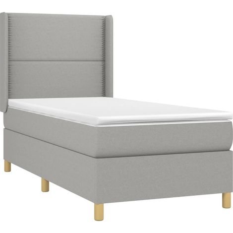 Struttura letto LED con testiera boxspring materasso 90x190 cm tessuto grigio chiaro TDL0209487