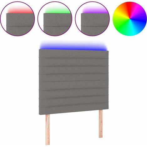 Maison Exclusive - Cabecero con luces LED tela gris oscuro 100x5x (1/5)