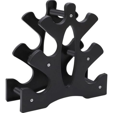 Tragbares 3-stufiges Hantelregal, Hantelscheibenständer für das Heim-Fitnessstudio, schwarzes Heimfitnessgerät (1/5)