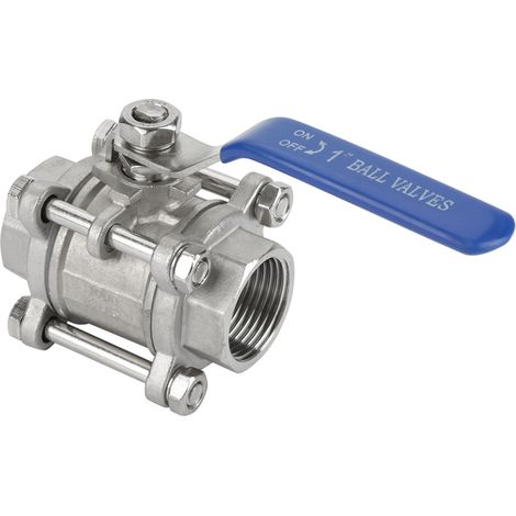 Robinet à boisseau sphérique femelle 3 pièces, acier inoxydable 304, passage intégral 1" NPT, 1000 WOG, vanne à bille industriel. (1/5)