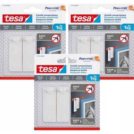 Clous auto-adhésifs TESA pour papier peint en plâtre, paquet de 3 x 1 kg (1/4)