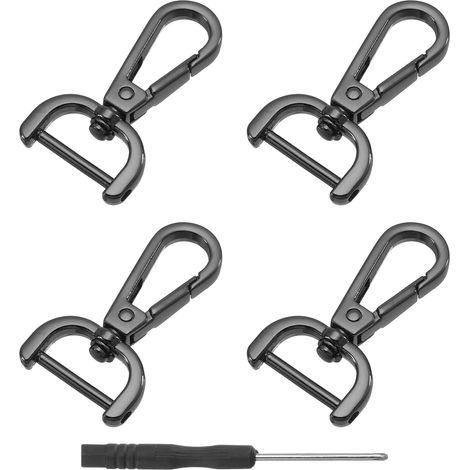 Crochet Pivotants avec Mousqueton Anneau en D 20mm Noir 4pcs (1/5)