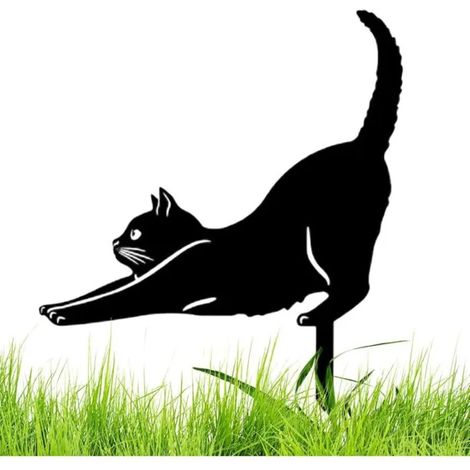 Statue de chat métal 26/30cm décoration jardin extérieur (1/5)