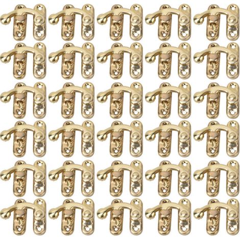 30 Crochets à Loquet Vintage en Fer pour Boîtes à Bijoux et Cadeaux - 3,2 x 2,8 cm - Jaune - Modèle à Loquet Gauche (1/5)