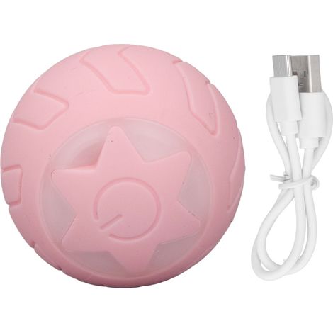 Boule lumineuse roulante pour chats, rechargeable USB, avec lumières LED colorées, automatique, rose, emballage anglais (1/5)