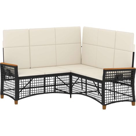 Garten Liegesofa Set Schwarz und Cremeweiß 164 x 164 x 112 cm vidaXL
