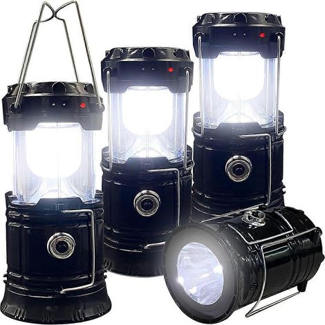 Set mit 4 Solar-Campinglampen, wiederaufladbar über USB (1/5)