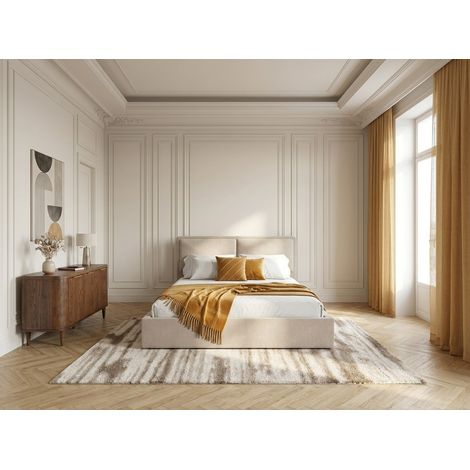 BOBOCHIC - Lit coffre MARA tissu texturé 140x190 Beige (1/5)
