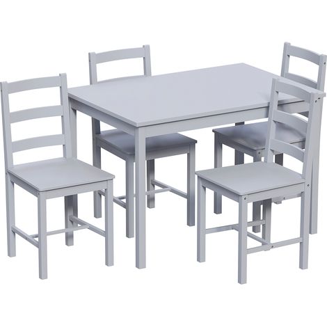 Yorkshire 4 Seater Wooden Dining Table Set Chairs Kitchen Room Furniture, Grey