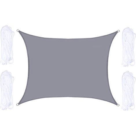 Sun Life Voile d'ombrage Rectangulaire, Résistant et Respirant pour Jardin Terrasse Camping Fête Piscine, Anti UV, avec Corde (2x3m, Gris) (1/5)