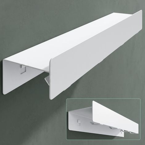 Mai & Mai Étagère Murale de Rangement en Acier Carbone Porte-Serviettes au Mur Support Rangement à Poser à Susprendre avec Crochets Cachés pour Salle de Bain Cuisine Blanc Sablé 400×80×65 MM Stalo-11 (1/5)