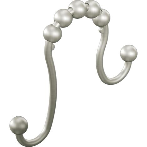 Shower Curtain Rings - Brushed Nickel - With Double Hooks - For Standard Shower Rods - Pack Of 12 (1/5)