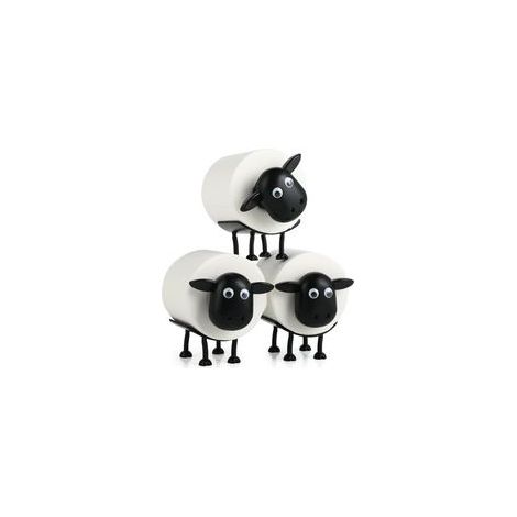 Lot de 3 Porte Papier Toilette Mouton, Design Créatif et Empilable, Pratique pour Salle de Bain et Toilettes (Noir)