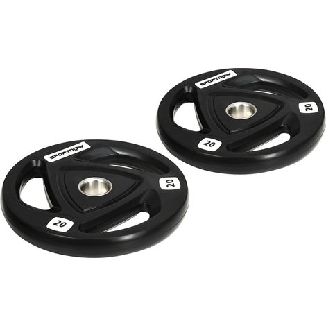 Set di 2 Dischi Pesi da 20kg in Acciaio con Rivestimento in Gomma per Bilanciere
