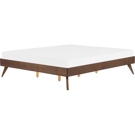 Cama madera de fresno oscura moderna 180 x 200 cm somier de láminas Berric (1/5)