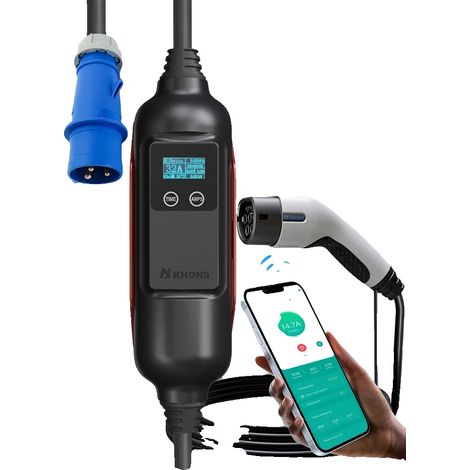 Chargeur Portable EV, 7KW de Puissance, Courant Ajustable, 7KW 32A 1Phase, TYPE2 (1/2)