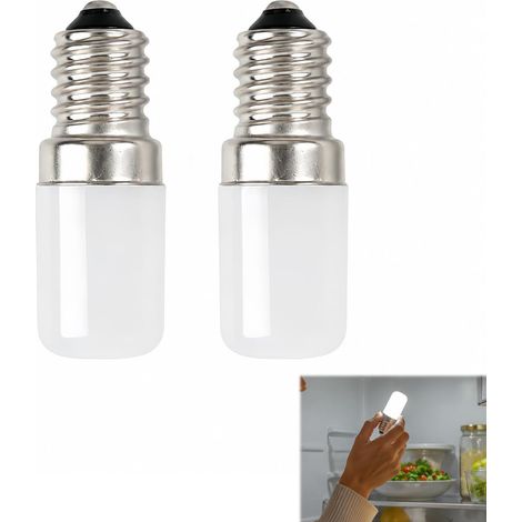 2er-Pack E14-LED-Lampen für Kühlschränke, 2 W (entspricht 20 W Halogen), 200 lm, kaltweiß (6500 K), kleine E14-Schraubfassung für Kühlschränke, Dunstabzugshauben, Nähmaschinen und Salzkristalllampen. (1/5)