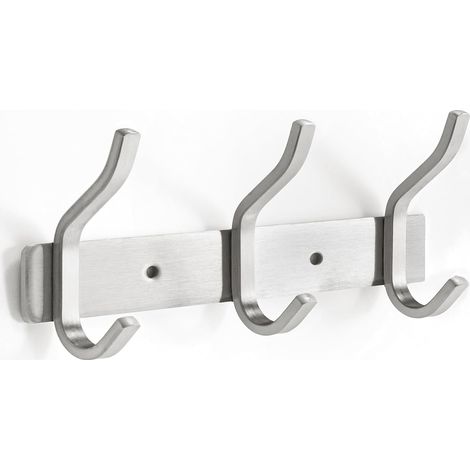Wandgarderobe – 3 Haken – Edelstahl – Feuchtigkeitsbeständig – Flur, Badezimmer, Küche – Silber (1/5)