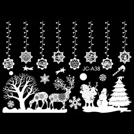 Sticker Navidad - Adhesivo Copo Nieve PVC - Decoración Ventana Desmontable - Para Cristales Puertas Coches - Pack de 2 (1/5)