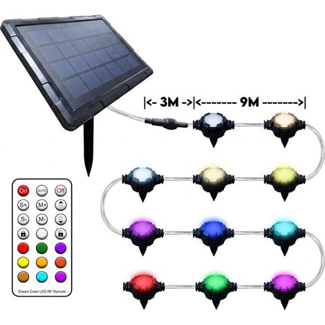 Striscia LED RGB 9m solare da esterno, telecomando e app calpestabile per giardini passatoie