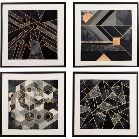Satz mit 4 abstrakten Druckgemälden 40 x 2,8 x 40 cm (1/5)