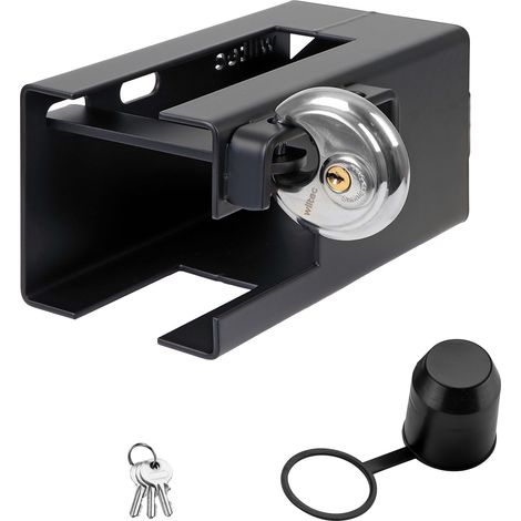 Wiltec Cerradura de remolque con diseño deslizante, incluye candado de 70 mm, protección antirrobo de acero para remolques
