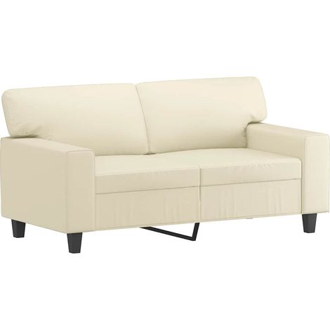 Canapé Sofa à 2 places Crème 120 cm Similicuir (1/5)