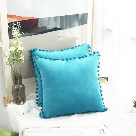 BEBUSINGOTO Lot de 2 Housse Coussin 45x45 Bleu Canard Canape Decoratif Housse de Coussin Velours Doux Decoration Salon Chambre Aesthetic Maison Scandinave avec Fermeture Eclair (1/5)