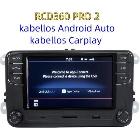 CHIGOODS Autoradio RCD360 Pro kabellos AndroidAuto Carplay MirrorLink für VW Golf Passat