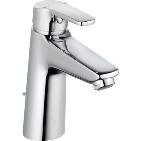 Heinrich Schulte Alpha 320 Waschtischarmatur chrom  Einhebelmischer für Waschbecken mit Ablaufgarnitur 1 1/4 Zoll   Armatur Bad 150 mm Ausladung  Wasserhahn modern  Hochwertige Badarmatur