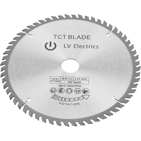 Lame de scie circulaire, 200 x 25 mm x 2 mm 60 disques de coupe pour bois utilisés pour le traitement du cuivre, du fer, de l'aluminium, des plastiques, du bois, etc. (1/5)