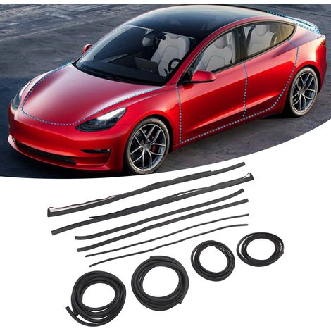(T04) Kit d'étanchéité de porte avec caoutchouc d'isolation phonique et bande d'étanchéité résistante aux intempéries, adapté à Tesla Model 3/Y8. (1/5)