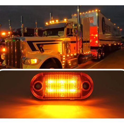 10 LED side marker lights (front and rear) for truck and trailer, 6 LEDs each.