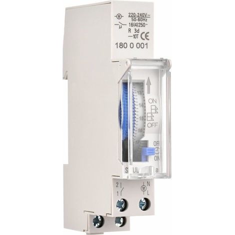 Minuterie mécanique de 24 heures Minuterie minimale de 15 minutes Montage sur rail Batterie intégrée, SUL180a AC220-240V Gris - SUL180a AC220-240V Gris. (1/5)