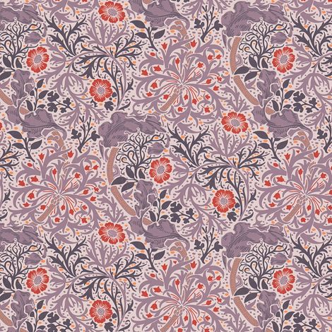Papel pintado floral Profhome 390592 papel pintado no tejido liso con ornamentos florales mate lila violeta-pastel rosa naranja-rojo 5,33 m2