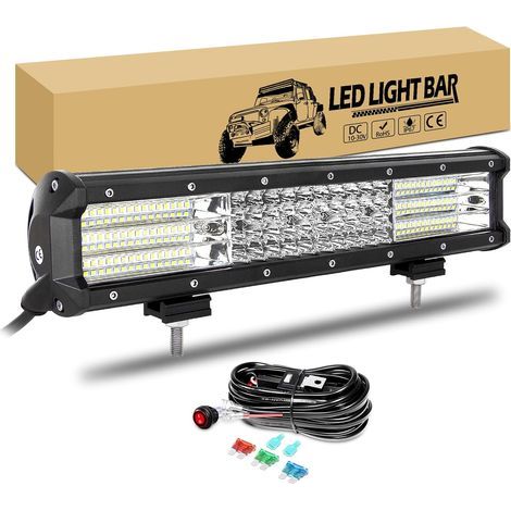 RIGIDON 38 cm (15 Zoll) 390-W-LED-Lichtleiste mit 12-V-Kabelbaum, LED-Arbeitsscheinwerfer für Geländewagen, Pkw, Lkw und Traktoren, 6000K-Nebelscheinwerfer (1/5)