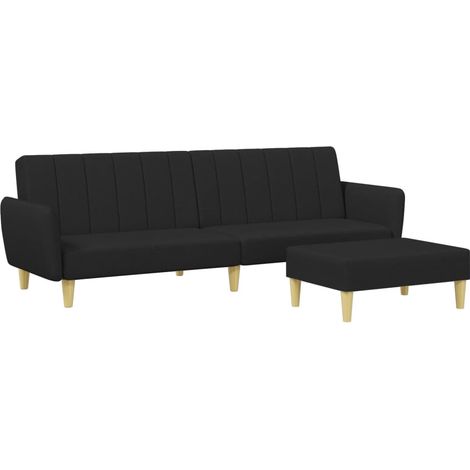 2-Sitzer Schlafsofa mit Fußbank Schwarz Stoff (1/5)