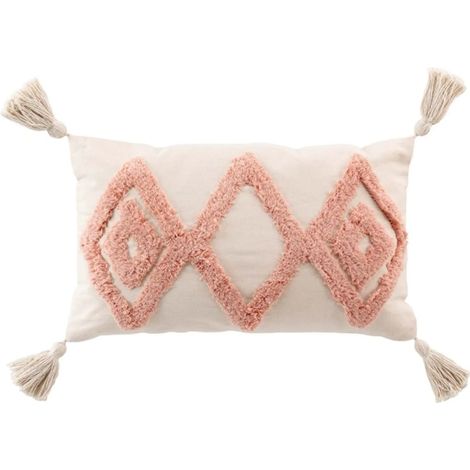 Coussin dehous. compr. pompons 30 x 50 cm coton/polyester tufte athena Marsala (1/5)