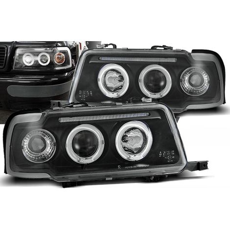 Paire de feux phares Audi 80 B4 de 1991 a 1996 Angel eyes noir-27360959 (1/4)