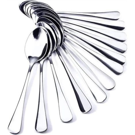 Lot de 12 Cuillères à Café Ovales en Acier Inoxydable Petites-12cm (1/5)