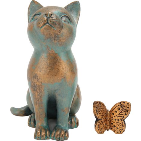 Figurine de chat, détails exquis, Style rétro, Texture chinée, résine Durable, Statue de chat assis pour jardin, bureau, Patio (1/5)