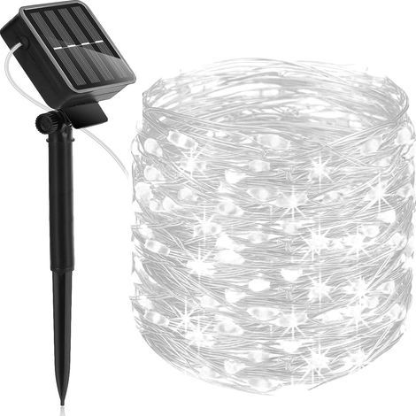 Solar powered outdoor string lights, 32 meters long, 300 LED lights, decorative lighting, IP65 waterproof (white light). (1/5)