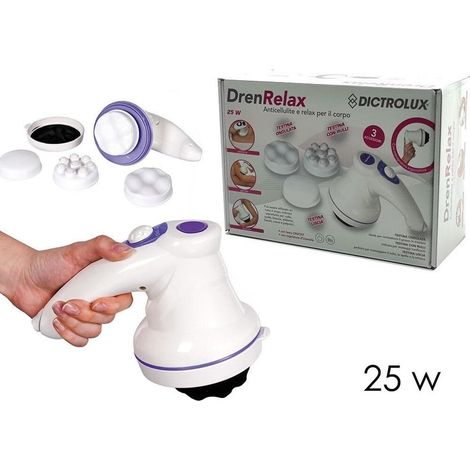 Trade Shop - Massaggiatore Anti Cellulite 25 W Con 3 Testine Differenti Per Braccia Collo Pancia - (1/5)