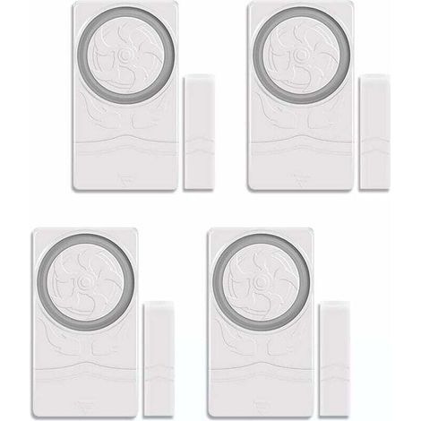 Set of 4 Home Security Door Alarms, Magnetic Window Opening Detector, 110 dB Anti-Theft Alarm Chime for Garage Drawers, Safes (1/5)