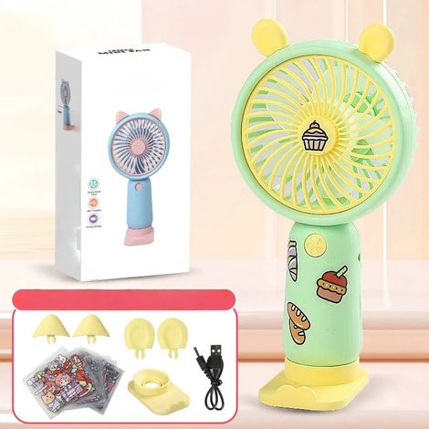 Ventilateur portatif (vert clair), mini ventilateur rechargeable à trois vitesses, interface USB