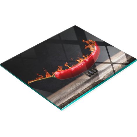 Dekoratives Küchenschneidebrett aus Glas, Chili-Motiv, 60 x 52 cm (1/5)